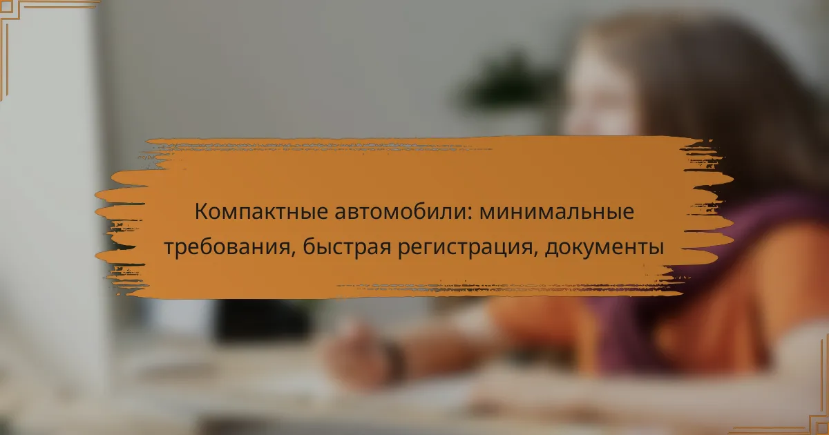 Компактные автомобили: минимальные требования, быстрая регистрация, документы