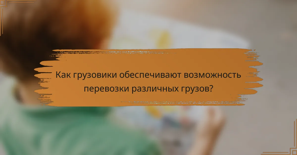 Как грузовики обеспечивают возможность перевозки различных грузов?